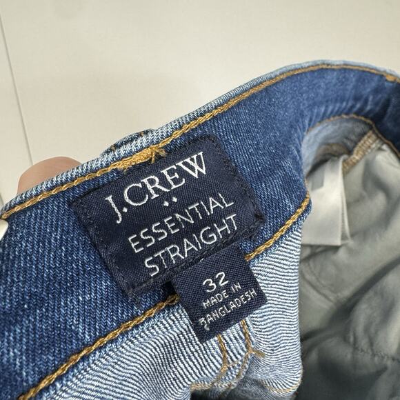 J.Crew Womens Jeans 32 Blue Essential Straight in All-Day Stretch Raw Hem Denim - Picture 10 of 12